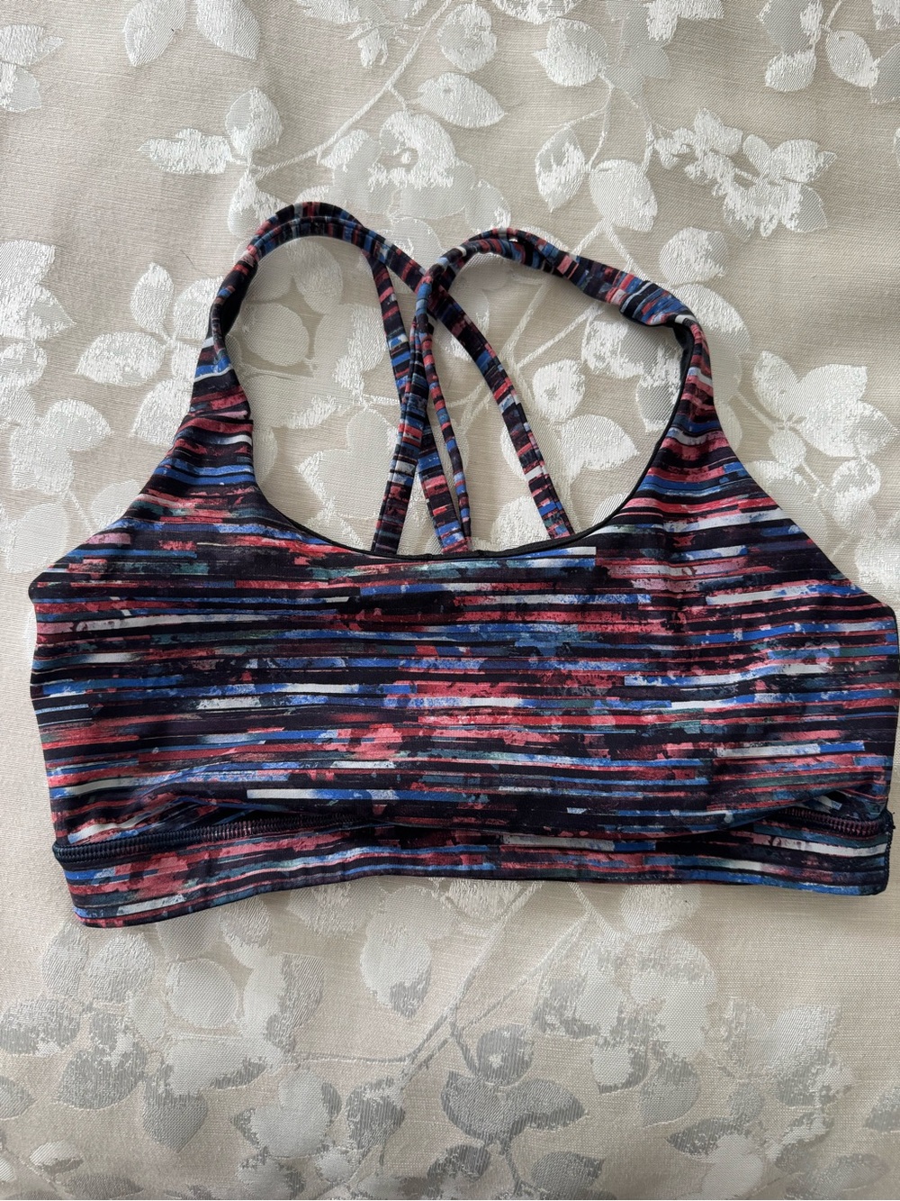 lululemon athletica Striped Black Blue Pink Sports Bra